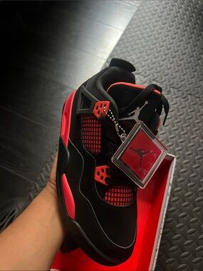 Jordan Black and Red High-Top Basketball Sneakers